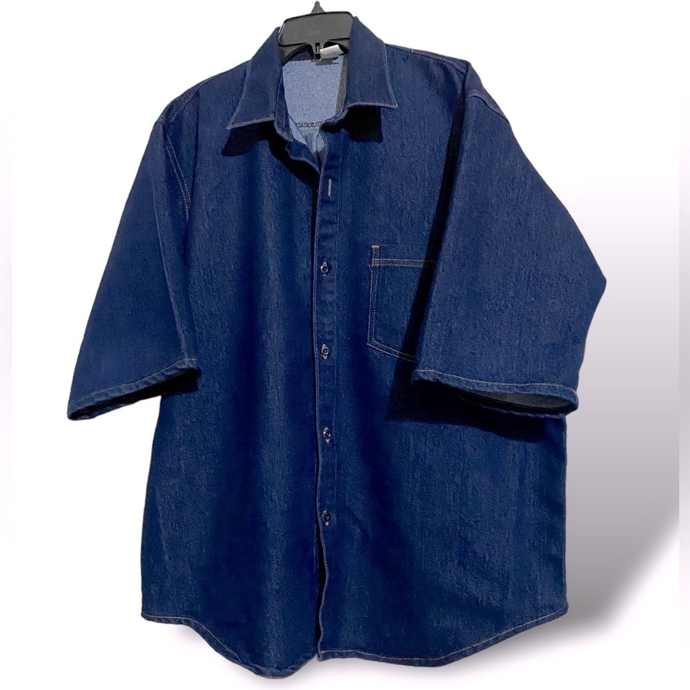 Oversized Denim Shirt W/Chest Pocket Like New Size 2XL